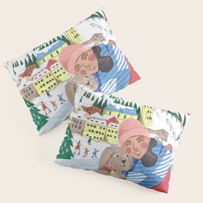 Woman with dog in the mountains Pillow Sham Gallery Image 3
