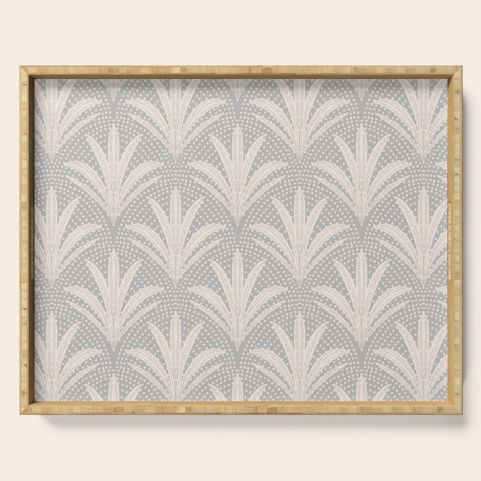 Boho Rustic Palm Radiance Soft Grey Serving Tray Gallery Image 1