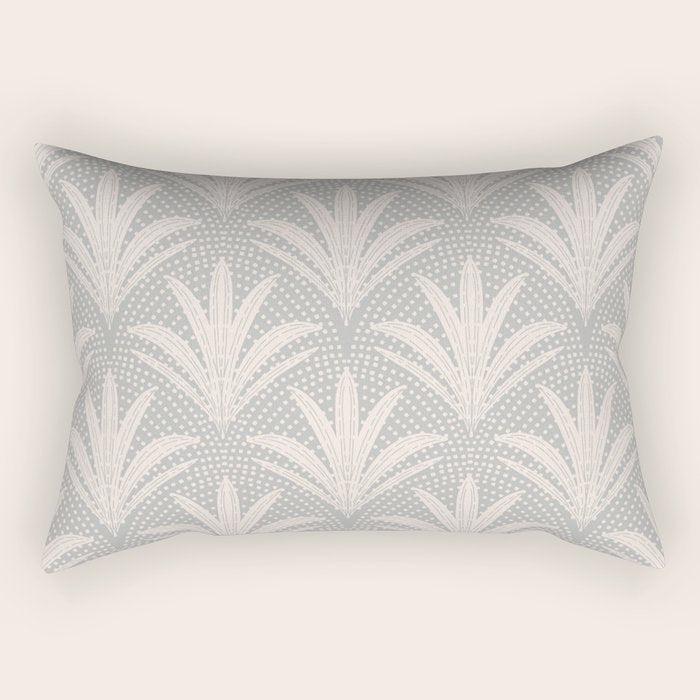 Boho Rustic Palm Radiance Soft Grey Rectangular Pillow Gallery Image 2