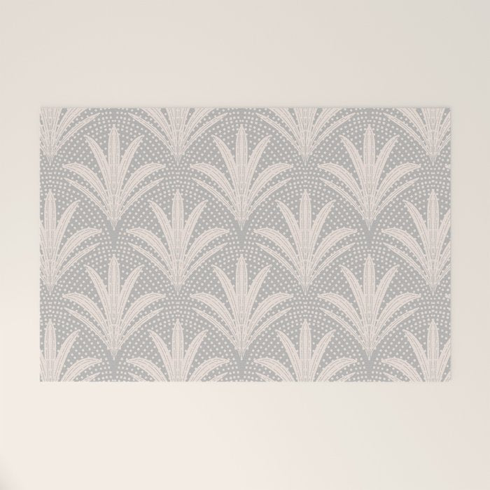 Boho Rustic Palm Radiance Soft Grey Welcome Mat Gallery Image 1