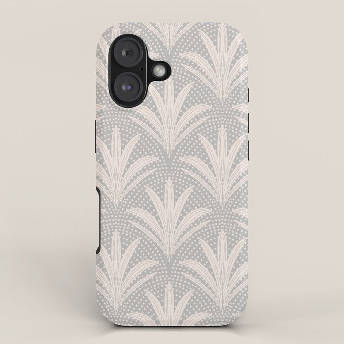 Boho Rustic Palm Radiance Soft Grey iPhone Case Gallery Image 1