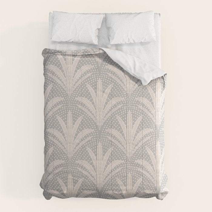 Boho Rustic Palm Radiance Soft Grey Comforter Gallery Image 1