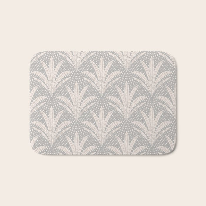 Boho Rustic Palm Radiance Soft Grey Bath Mat Gallery Image 1