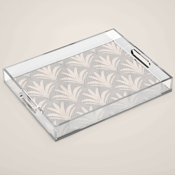 Boho Rustic Palm Radiance Soft Grey Acrylic Tray Gallery Image 1