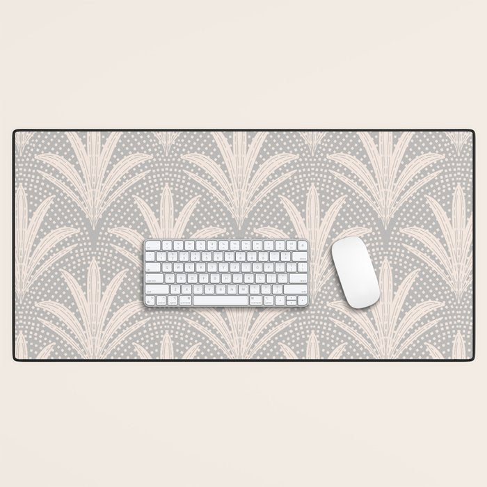 Boho Rustic Palm Radiance Soft Grey Desk Mat Gallery Image 1
