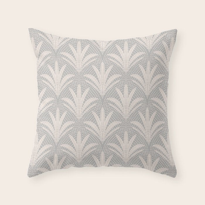 Boho Rustic Palm Radiance Soft Grey Throw Pillow Gallery Image 1