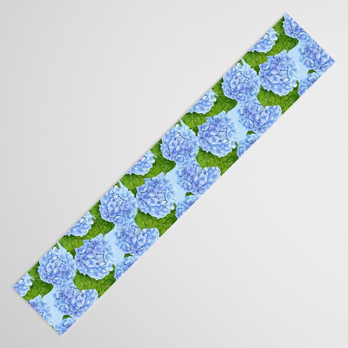 Blue hydrangea watercolor  Table Runner Gallery Image 3
