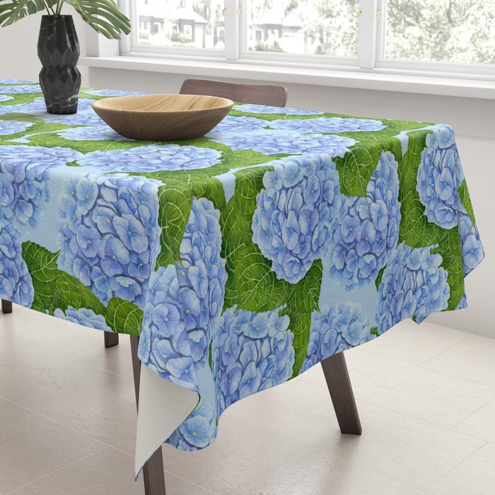 Blue hydrangea watercolor  Tablecloth Gallery Image 3