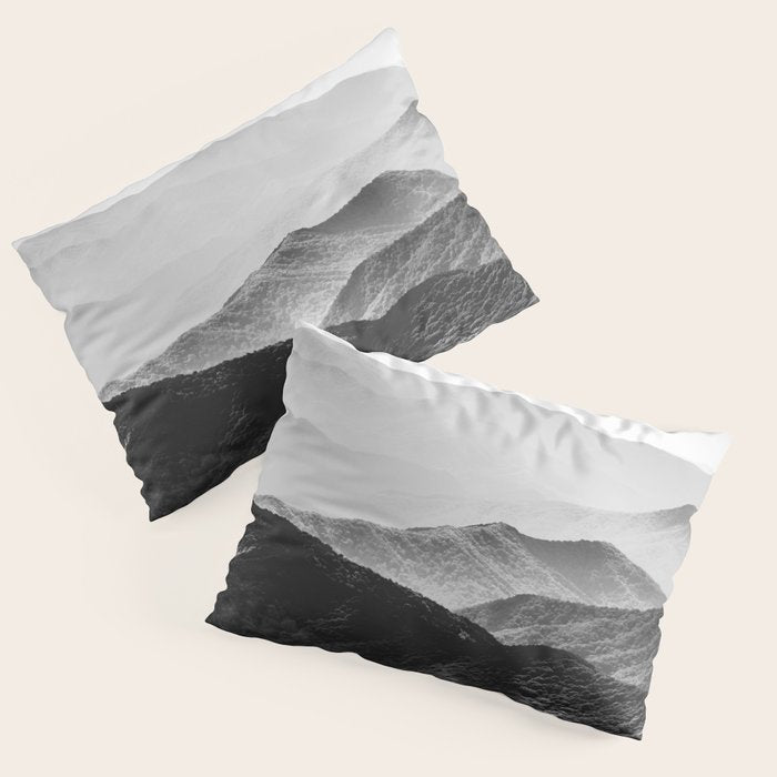 Glimpse - Black and White Mountains Landscape Nature Photography Pillow Sham Gallery Image 3