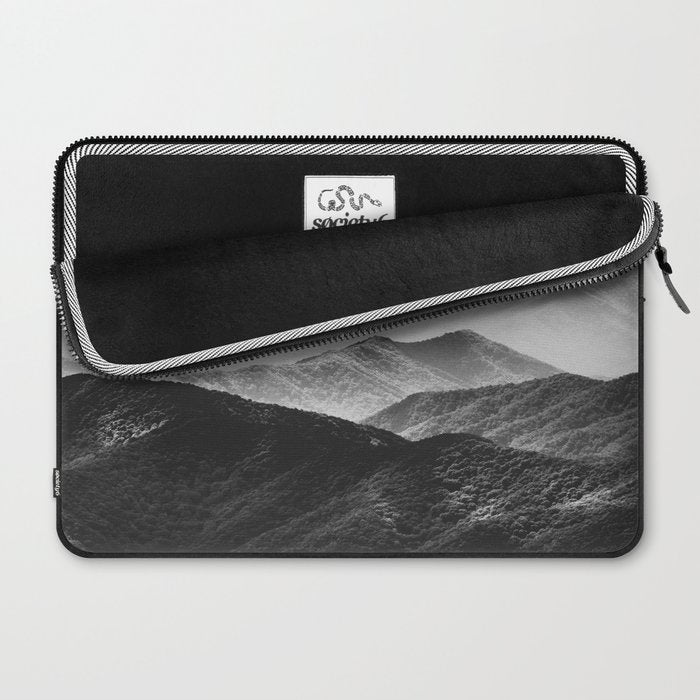 Glimpse - Black and White Mountains Landscape Nature Photography Laptop Sleeve Gallery Image 2