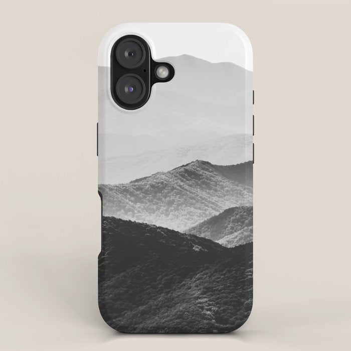 Glimpse - Black and White Mountains Landscape Nature Photography iPhone Case Gallery Image 1
