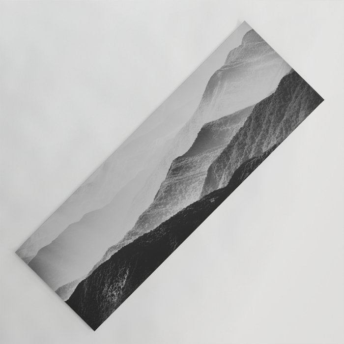 Glimpse - Black and White Mountains Landscape Nature Photography Yoga Mat Gallery Image 1