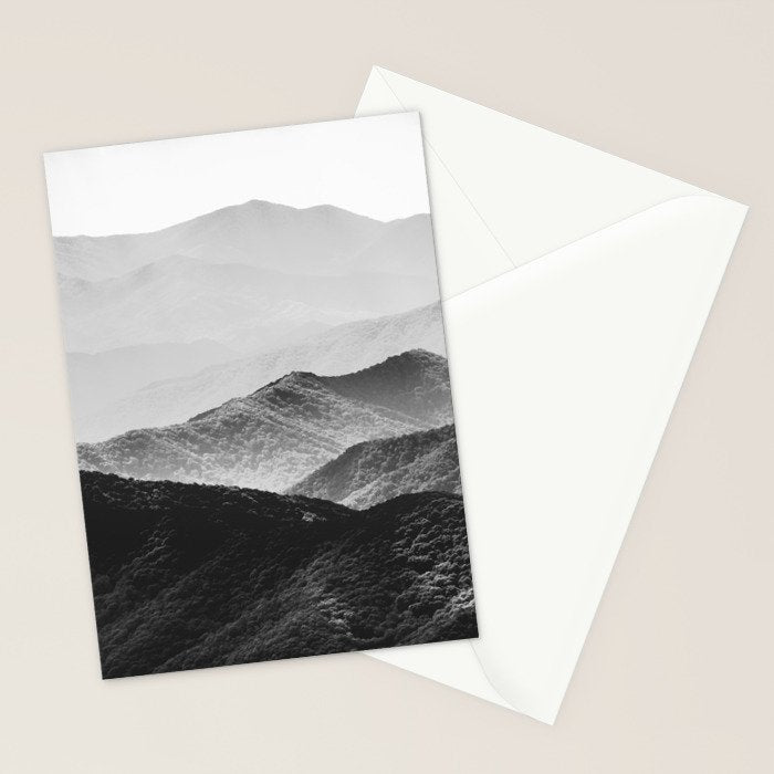 Glimpse - Black and White Mountains Landscape Nature Photography Stationery Card Gallery Image 2
