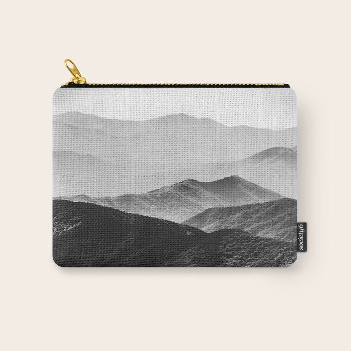 Glimpse - Black and White Mountains Landscape Nature Photography Carry All Pouch Gallery Image 1