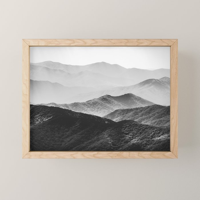 Glimpse - Black and White Mountains Landscape Nature Photography Mini Art Print Gallery Image 1