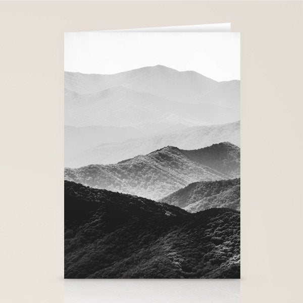 Glimpse - Black and White Mountains Landscape Nature Photography Stationery Card Gallery Image 1