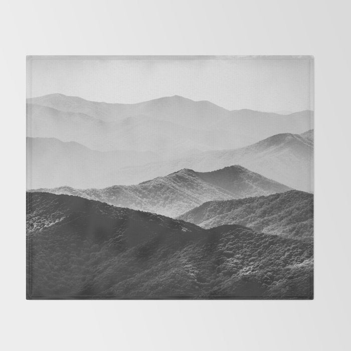 Glimpse - Black and White Mountains Landscape Nature Photography Throw Blanket Gallery Image 2