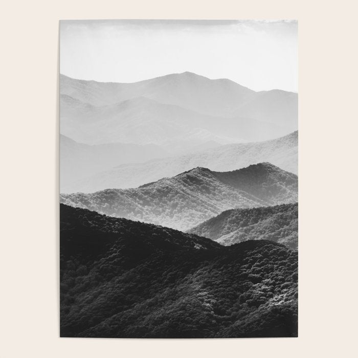 Glimpse - Black and White Mountains Landscape Nature Photography Poster Gallery Image 4