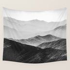 Glimpse - Black and White Mountains Landscape Nature Photography Wall Tapestry Gallery Image 4