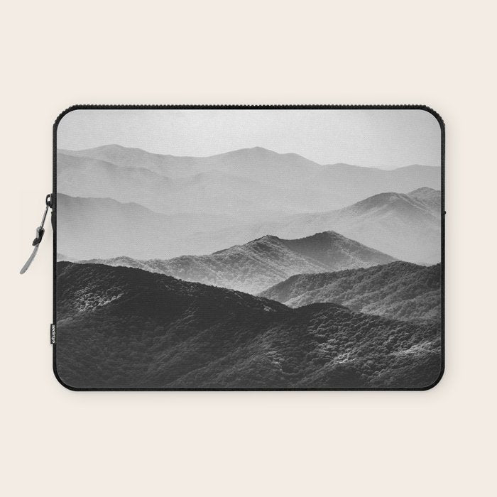 Glimpse - Black and White Mountains Landscape Nature Photography Laptop Sleeve Gallery Image 1