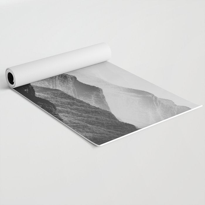 Glimpse - Black and White Mountains Landscape Nature Photography Yoga Mat Gallery Image 2