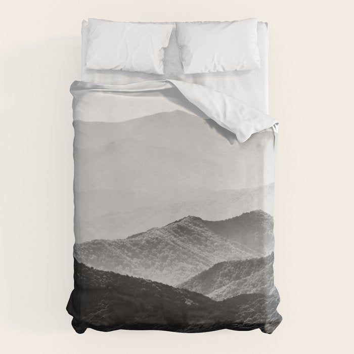 Glimpse - Black and White Mountains Landscape Nature Photography Duvet Cover Gallery Image 1