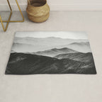 Glimpse - Black and White Mountains Landscape Nature Photography Rug Gallery Image 1