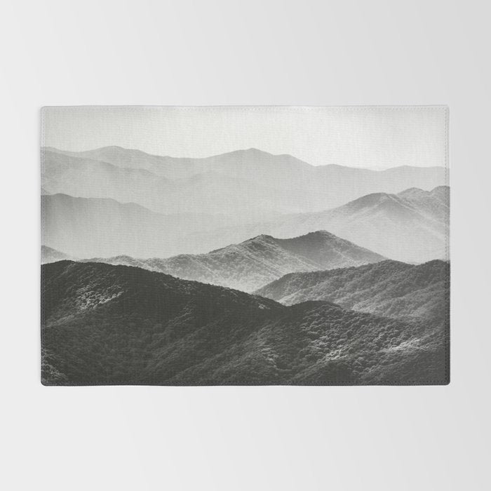 Glimpse - Black and White Mountains Landscape Nature Photography Rug Gallery Image 2