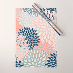 Festive, Modern, Floral Prints, Pink, Navy, Gray Wrapping Paper Gallery Image 1