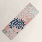 Festive, Modern, Floral Prints, Pink, Navy, Gray Yoga Mat Gallery Image 1