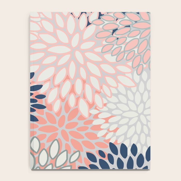 Festive, Modern, Floral Prints, Pink, Navy, Gray Notebook Gallery Image 4