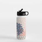 Festive, Modern, Floral Prints, Pink, Navy, Gray Water Bottle Gallery Image 1