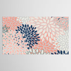 Festive, Modern, Floral Prints, Pink, Navy, Gray Tablecloth Gallery Image 2