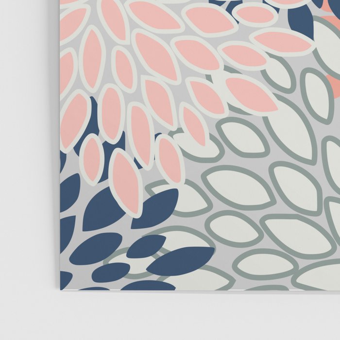 Festive, Modern, Floral Prints, Pink, Navy, Gray Poster Gallery Image 3