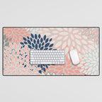Festive, Modern, Floral Prints, Pink, Navy, Gray Desk Mat Gallery Image 1