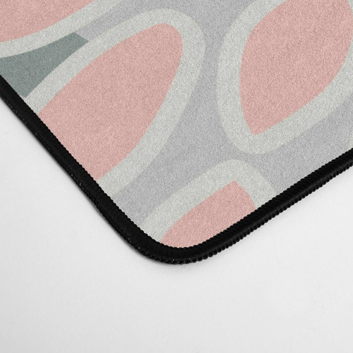 Festive, Modern, Floral Prints, Pink, Navy, Gray Desk Mat Gallery Image 4
