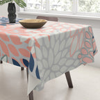 Festive, Modern, Floral Prints, Pink, Navy, Gray Tablecloth Gallery Image 3