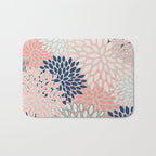 Festive, Modern, Floral Prints, Pink, Navy, Gray Bath Mat Gallery Image 1