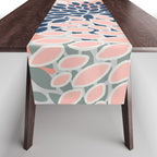 Festive, Modern, Floral Prints, Pink, Navy, Gray Table Runner Gallery Image 1