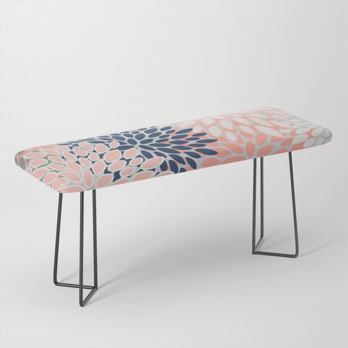 Festive, Modern, Floral Prints, Pink, Navy, Gray Bench Gallery Image 1