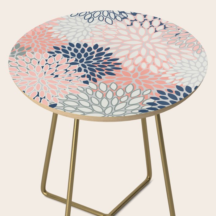 Festive, Modern, Floral Prints, Pink, Navy, Gray Side Table Gallery Image 2