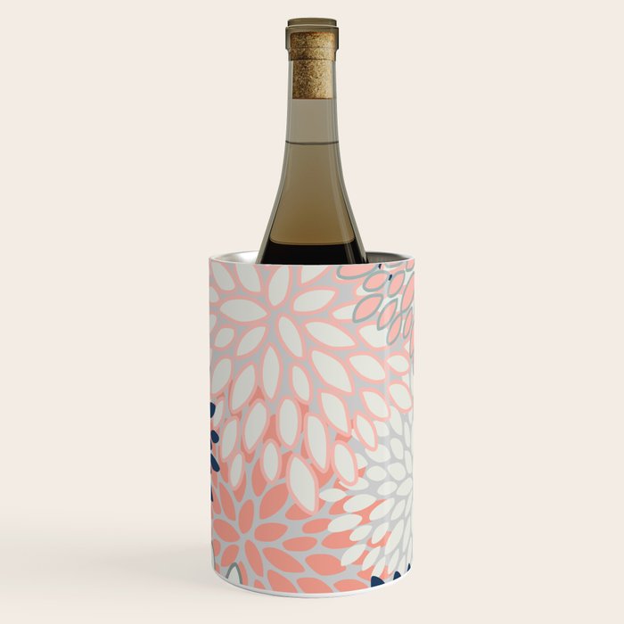 Festive, Modern, Floral Prints, Pink, Navy, Gray Wine Chiller Gallery Image 3