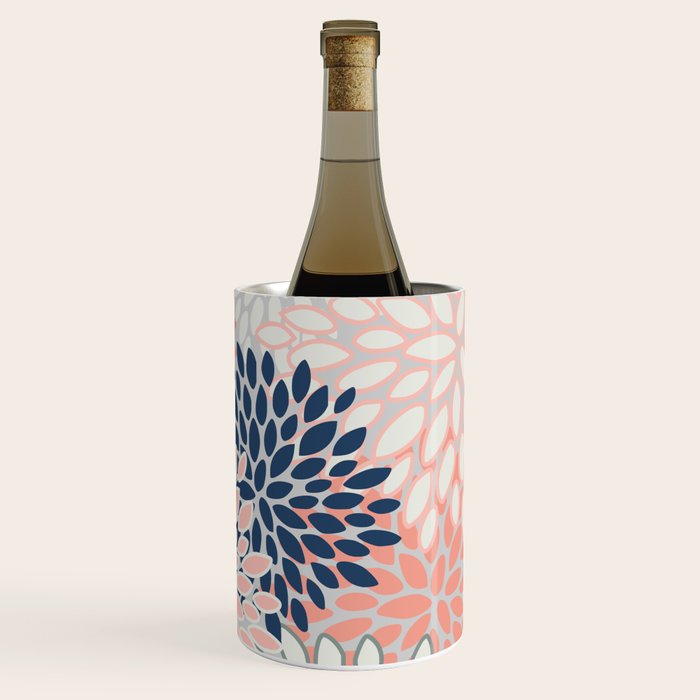 Festive, Modern, Floral Prints, Pink, Navy, Gray Wine Chiller Gallery Image 1