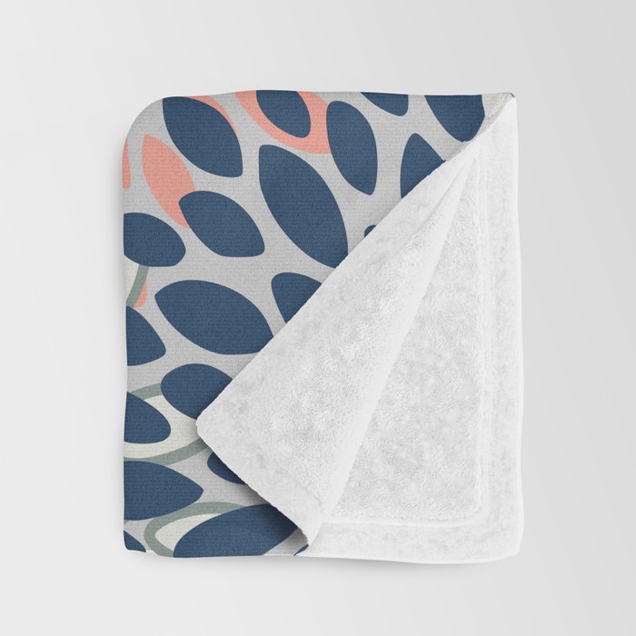 Festive, Modern, Floral Prints, Pink, Navy, Gray Throw Blanket Gallery Image 3