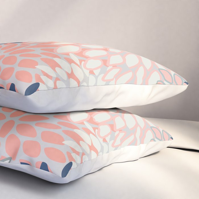 Festive, Modern, Floral Prints, Pink, Navy, Gray Pillow Sham Gallery Image 3