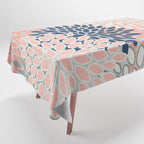 Festive, Modern, Floral Prints, Pink, Navy, Gray Tablecloth Gallery Image 1
