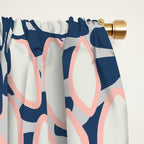 Festive, Modern, Floral Prints, Pink, Navy, Gray Window Curtain Gallery Image 2