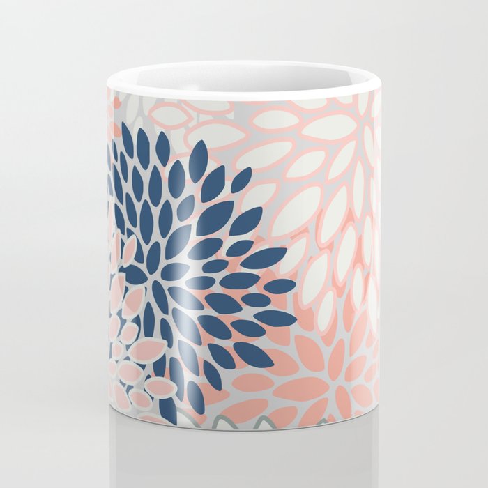 Festive, Modern, Floral Prints, Pink, Navy, Gray Coffee Mug Gallery Image 4