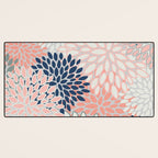 Festive, Modern, Floral Prints, Pink, Navy, Gray Desk Mat Gallery Image 3