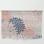 Festive, Modern, Floral Prints, Pink, Navy, Gray Wall Hanging Gallery Image 1